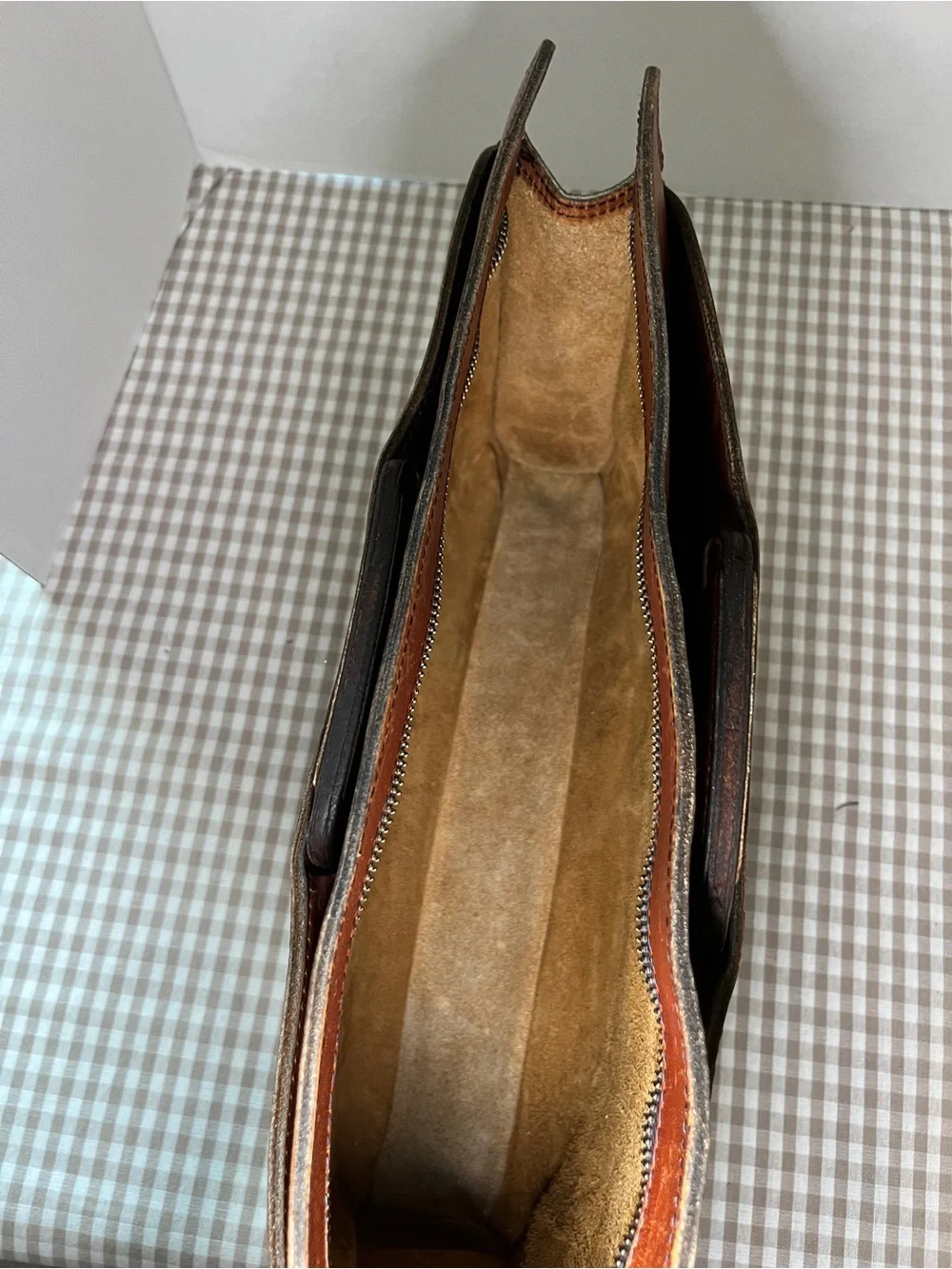 Vintage Schlesinger Brothers Brown Leather Briefcase / Portfolio 1970's-80's